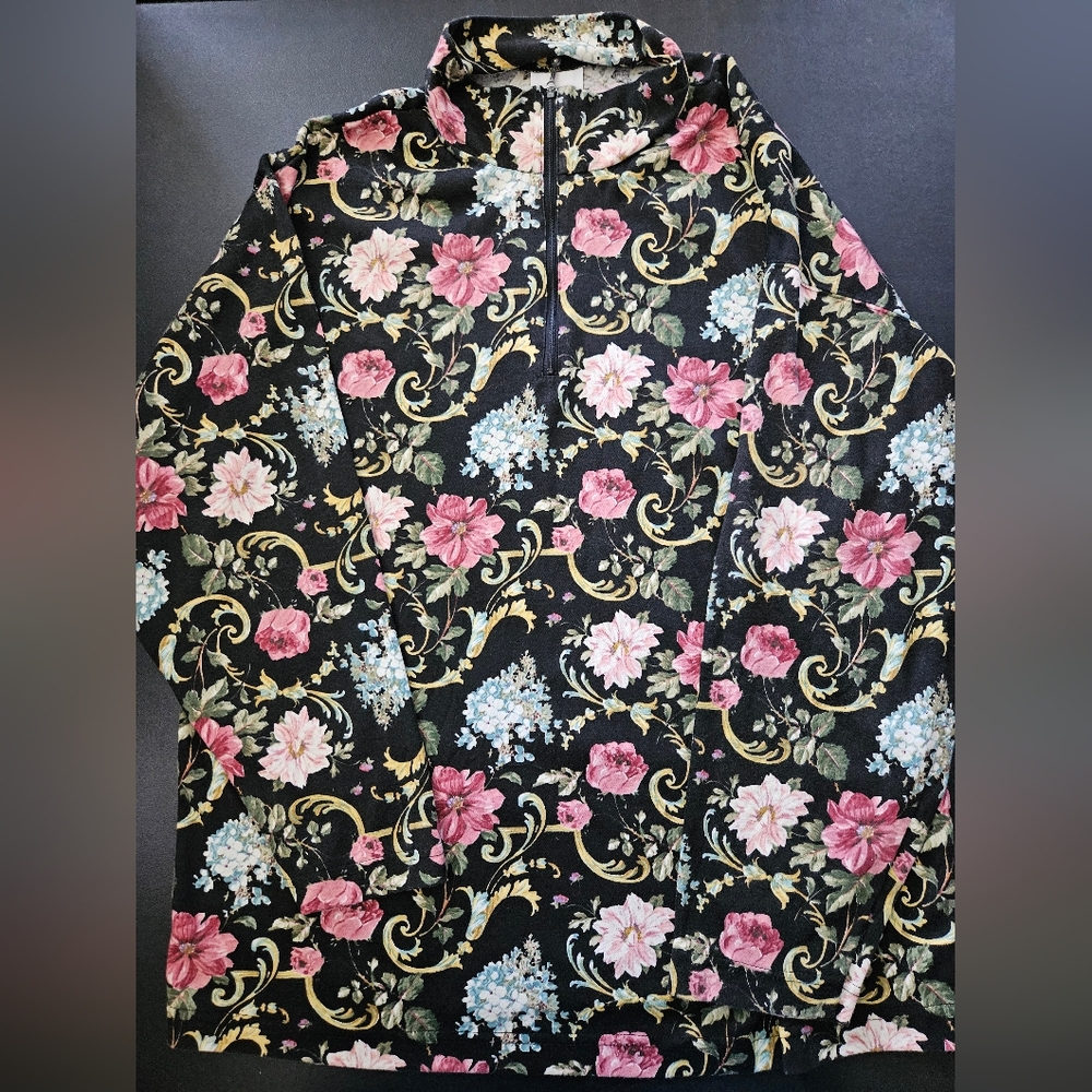 Vintage - Incognito Floral Top w Zipper - Size L- NWOT - Picture 7 of 8